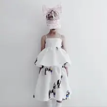 Модное платье без рукавов с принтом для маленьких девочек; детское платье принцессы; детская одежда для детей 1-10 лет; ; ws465