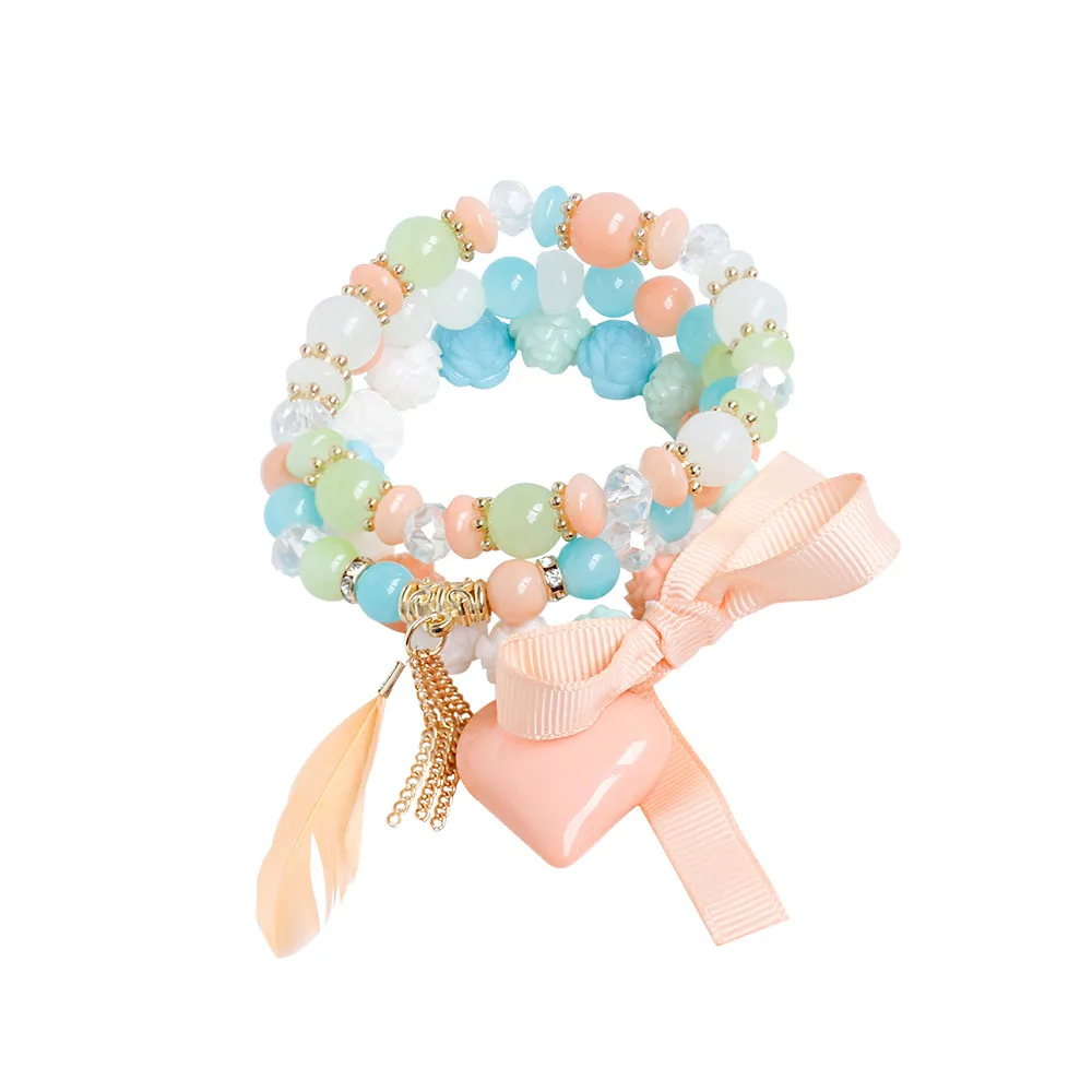 

2018 Design Distinctive Fashion 1 Set Stretch Acrylic Beaded Bohemian Lady Bracelet Bangle Wome Accessory Jewelry