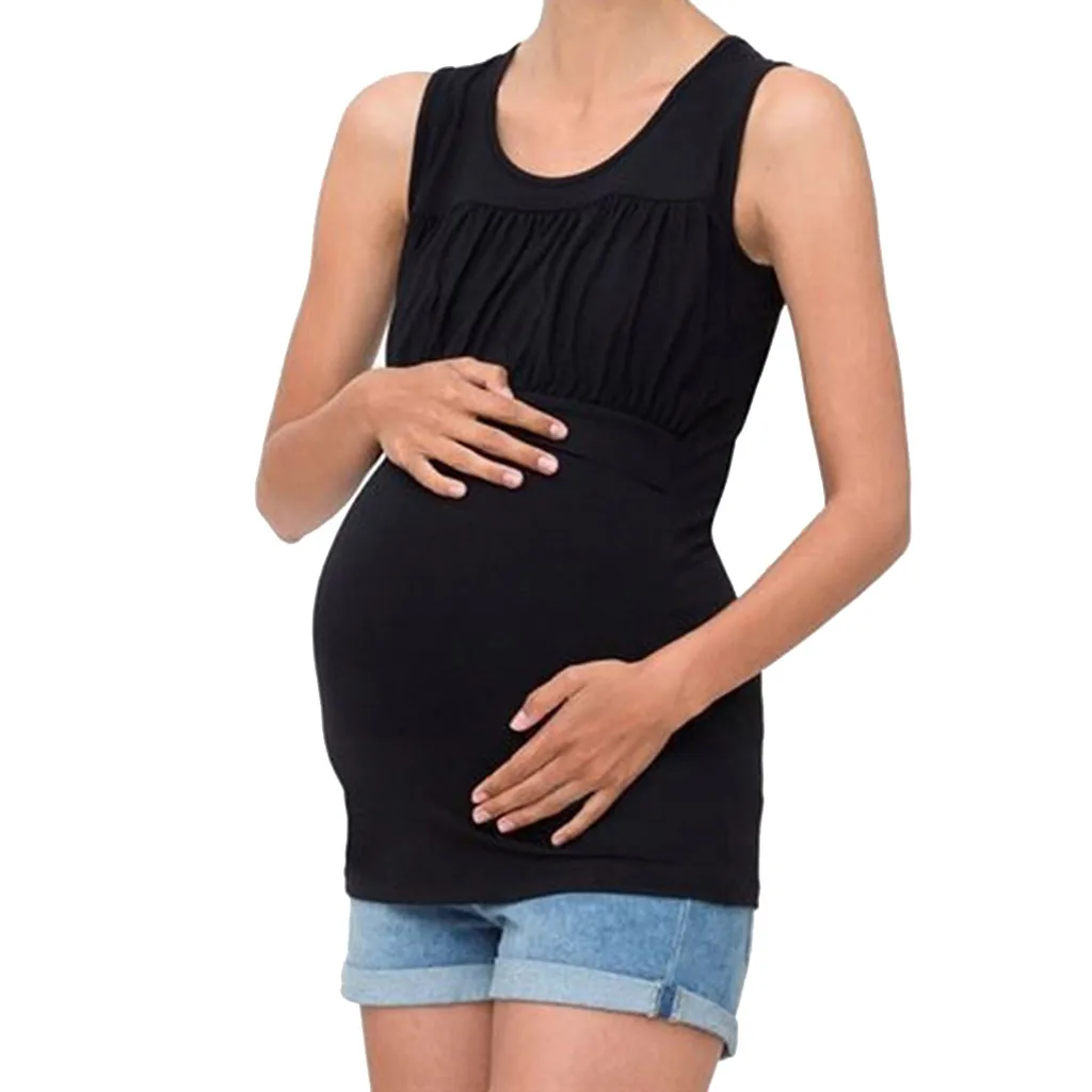 

SAGACE Maternity Solid Pleated Front Top Breastfeeding Nursing T Shirts Summer Ladies T-Shirt Summer Pregnancy Clothes T Shirt