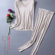 50% шелк 50% вискоза женское базовый слой теплое термобелье кальсоны набор M L XL SG383