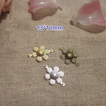 

200 pcs Small 6 Petal Flower Connectors 13*10mm Gold-color, Silver-color, Steel Bronze,Metal Stamping Jewelry Connectors
