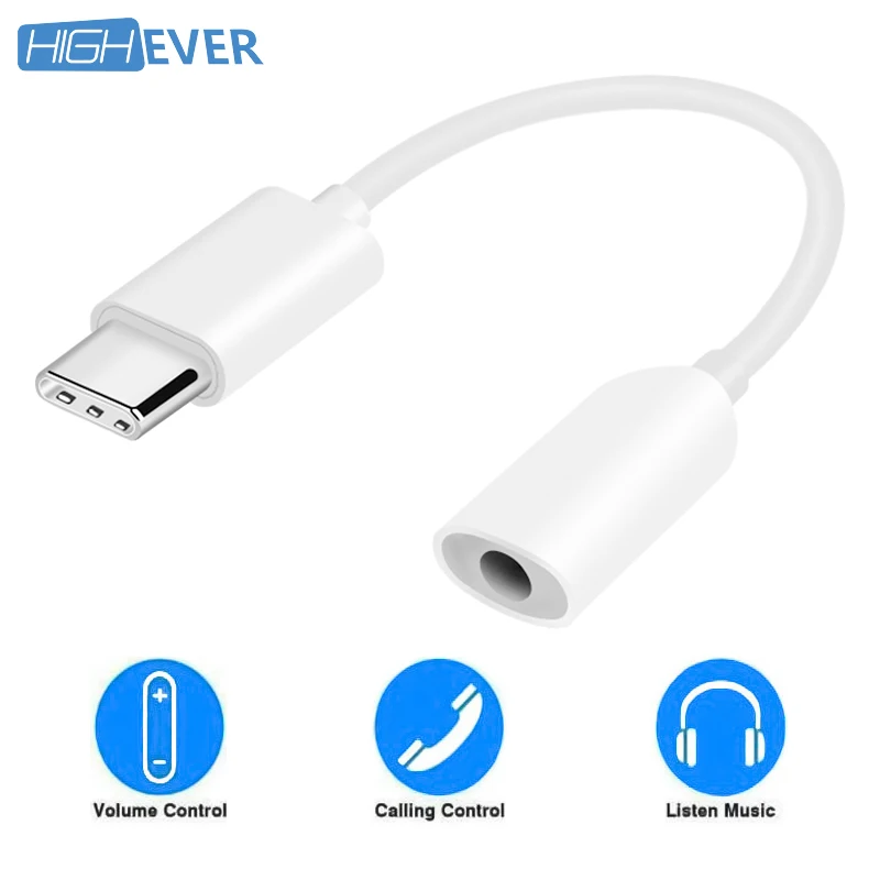 Highever USB C 3.1 Type-C To 3.5mm AUX Headphone Earphone Jack Adapter Cable Universal Headphones Type |