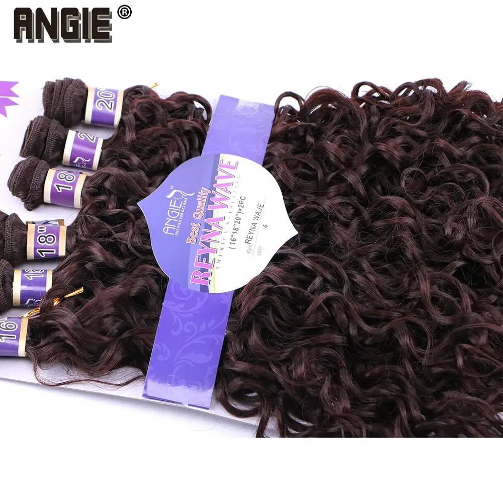 ANGIE синтетические вьющиеся волосы ткет волна воды 6 шт./партия пучки волос 1"-20" 210 г синтетический двойной узел для волос расширение