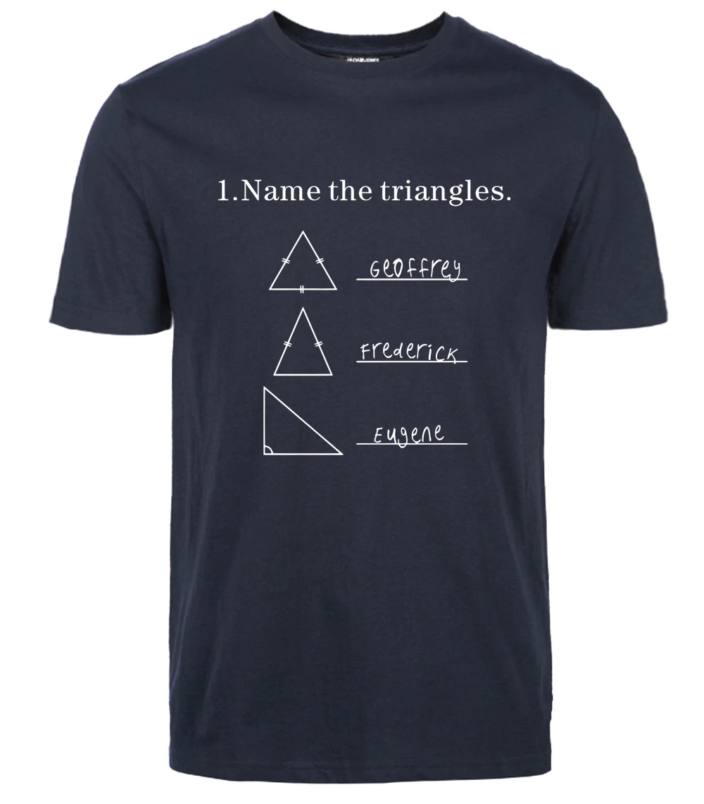 Забавная футболка с надписью «NAME The triangles» и геометрией математики, лето/весна, мужская повседневная футболка с коротким рукавом и круглым вырезом размера плюс