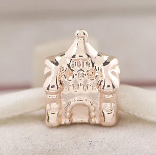 

New Original Free Shipping rose gold alloy spacer Bead color house castle charm fit Pandora Bracelet Necklace DIY Women Jewelry