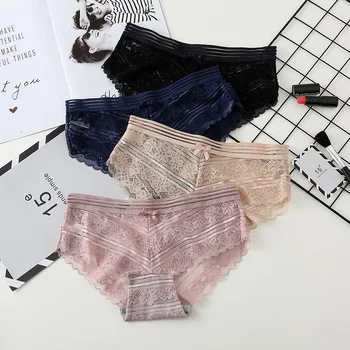 

SP&CITY Vintage Lace Hollow Out Panties for Women Fashion Transparent Sexy Underwear Lingerie Elegance Crotch Cotton Briefs
