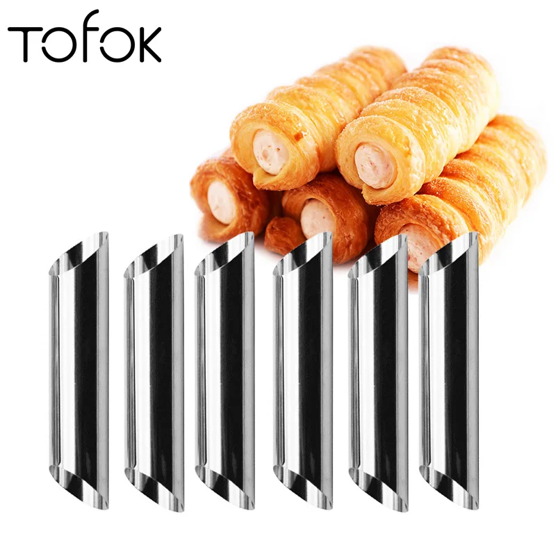 

Tofok Bread Pipe Mold Stainless Steel Cookie Mould Nonstick Cupcake Baking Supplies Bakeware Danish Tube Pastry Dessert Mold 1PC