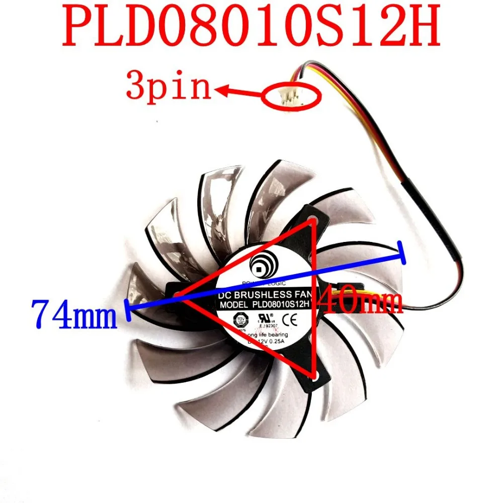 

Free shipping POWER LOGIC PLD08010S12H 74mm DC12V 0.25A 40x40x40mm for GIGABYTE Graphics card fan