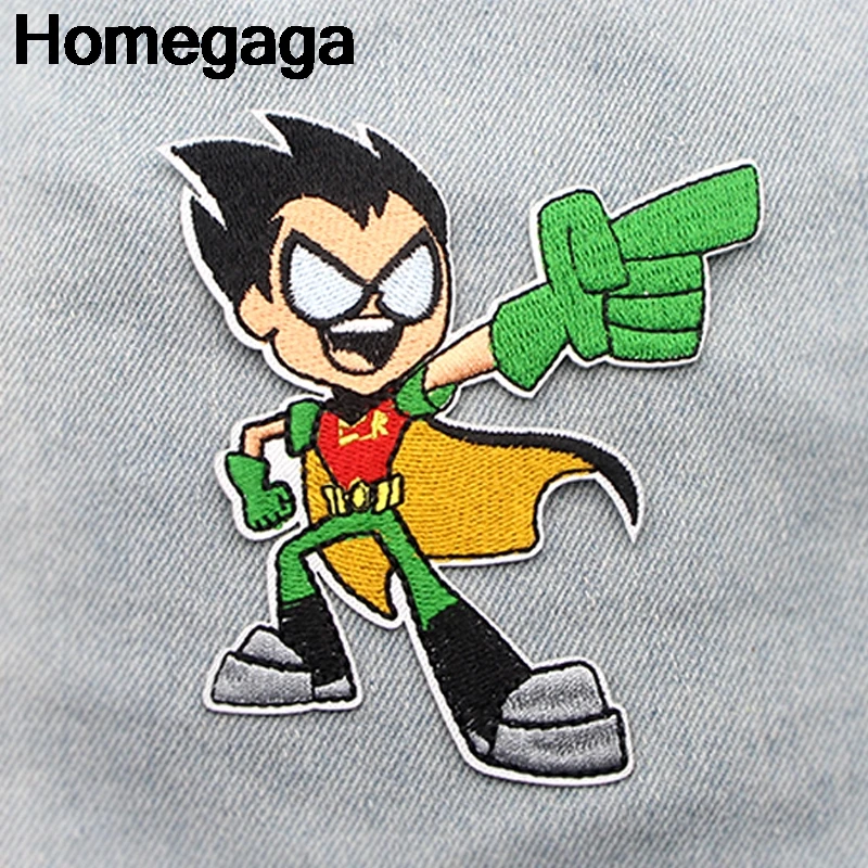 

Homegaga Teen Titans Embroidered cartoon patches iron on Sewing badges jersey bag shoes Applique DIY Patchwork stickers D2101