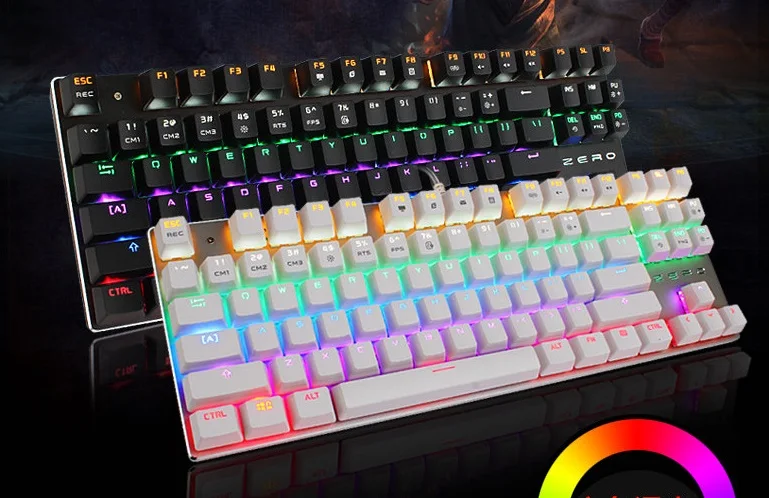 

Backlight Mechanical Keyboard Blue Switch 87 Keys LED USB Wired Anti-Ghosting Professional Gaming Keyboard Russian sticker