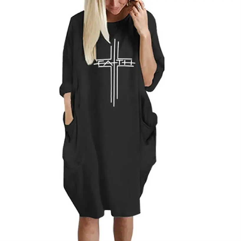 

New Fashion FAITH Letters Print Pocket T-Shirt For Women T-Shirt Women Top Female Plus Size Size Tops Punk Cactus Camiseta