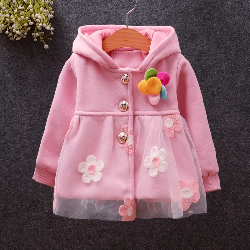 BibiCola/детские куртки для девочек; Новая весенне-осенняя одежда для детей; топы с цветочным принтом для девочек; пальто; повседневная одежда для маленьких детей; Милая верхняя одежда