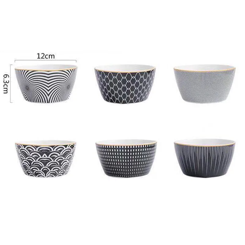 Skup Kreatywny europejski styl ceramiki miska do ryżu użytku domowego osobowości abstrakcja geometria mała miska zupy miska deserowa X1603
