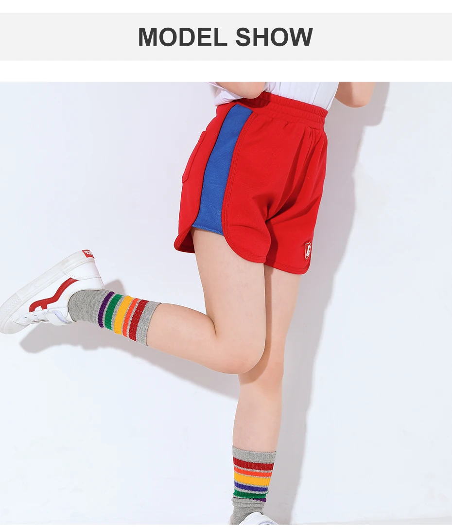 Pioneer kids/спортивные шорты для девочек; популярная цветная полоска с буквенным принтом; шорты для девочек; Одежда для девочек; пляжные трикотажные шорты; детская одежда; EDK
