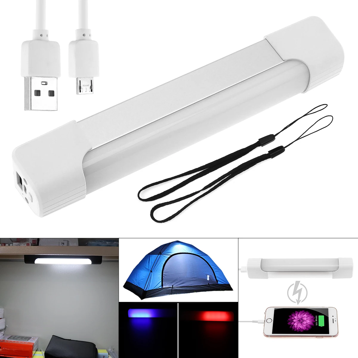 Multifunction 5V USB Charge LED Night Light Emergency Lamp with 5 Modes Light Portable Power