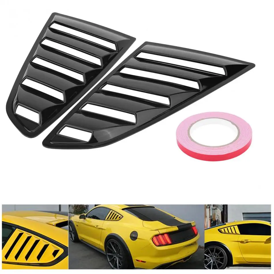 1Pair Glossy Black Left& Right Side Window Louver Scoop Cover Vent for Ford Mustang- Car Styling