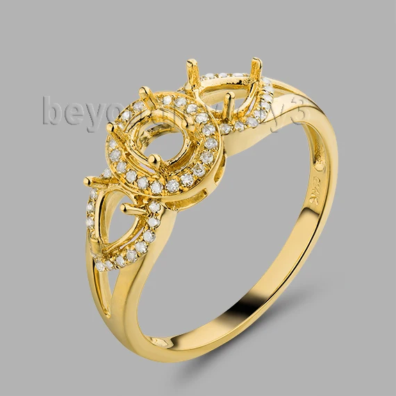 

Emerald Cut 4x5mm Unique Engagement Ring Setting Diamond 14Kt Yellow Gold WU144