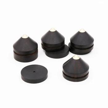 

4pcs 23mmx20mm Ebony Wooden Speaker Copper Tip Spike Cone amp 4x23mmx4mm Base Pad Isolation Kit Sets for Hifi AMP DVD player