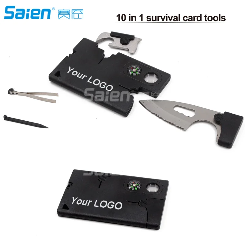 

10pcs Swiss Card Black Swiss Army Knife New 10 in 1 Multi Purpose Pocket Credit Card Survival Knife Outdoor Hunting Camping Tool