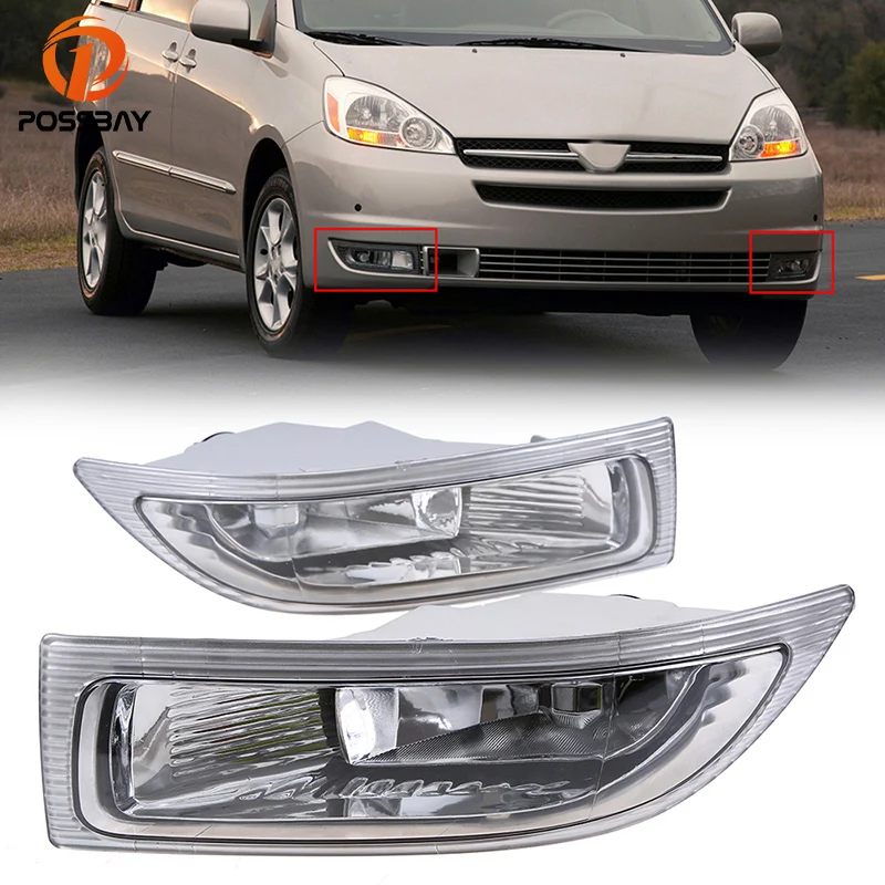 

POSSBAY Auto Light for Toyota Sienna(XL20) Pre-facelift 2004-2005 CE LE XLE XLE Limited Car Fog Light Assembly Yellow Bulbs