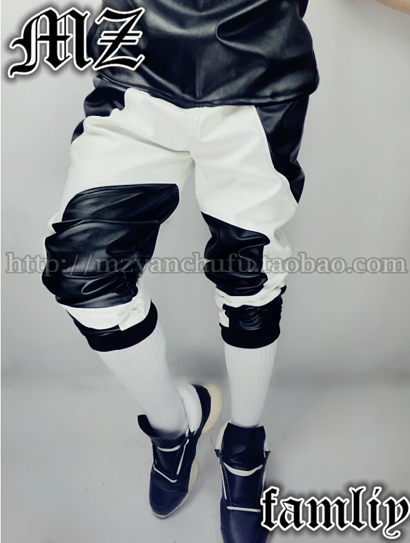 Hot men's stage fashion singer clothing gd black-and-white michi go mv patchwork capris pants trousers / 28-34