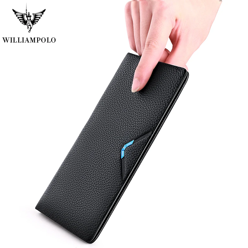 Мужской кошелек из натуральной кожи WILLIAMPOLO черный с отделением для карт 22 и