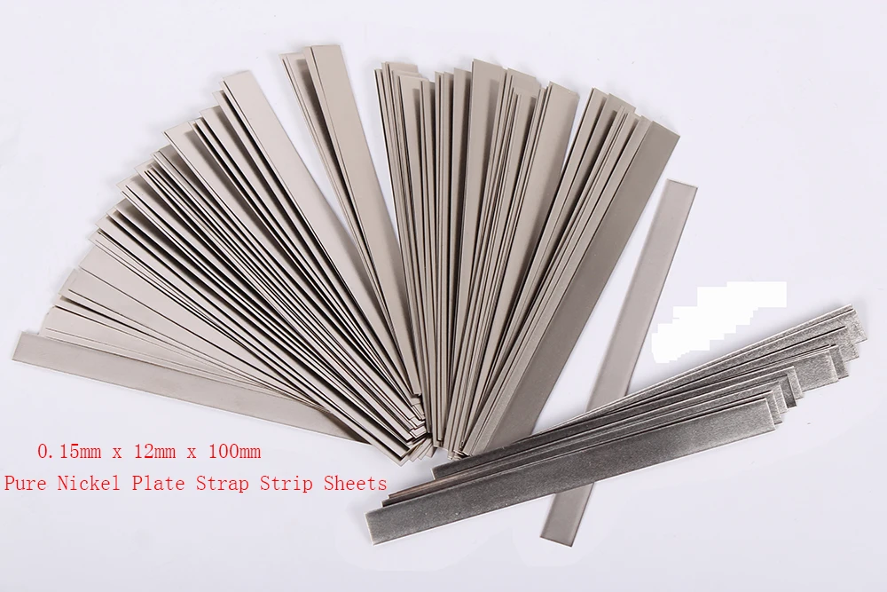 0.15mm x 12mm x 100mm 100pcs Pure Nickel Plate Strap Strip Sheets 99.96