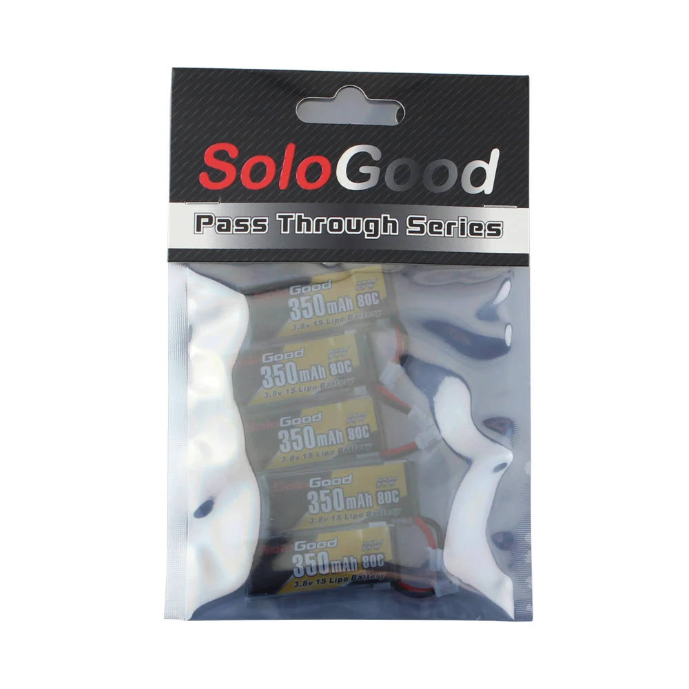 5 шт. SoloGood Lipo батареи 1S 3,8 V 350mAh 80C перезаряжаемые батареи с PH2.0 разъем для внутреннего гоночного дрона игрушки