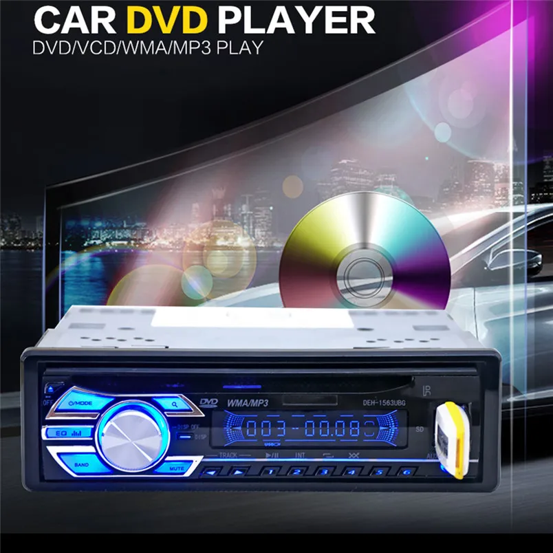

1563U 12V Car Audio Stereo USB SD Mp3 Player AUX DVD CD Player Remote Car-styling FM Auto