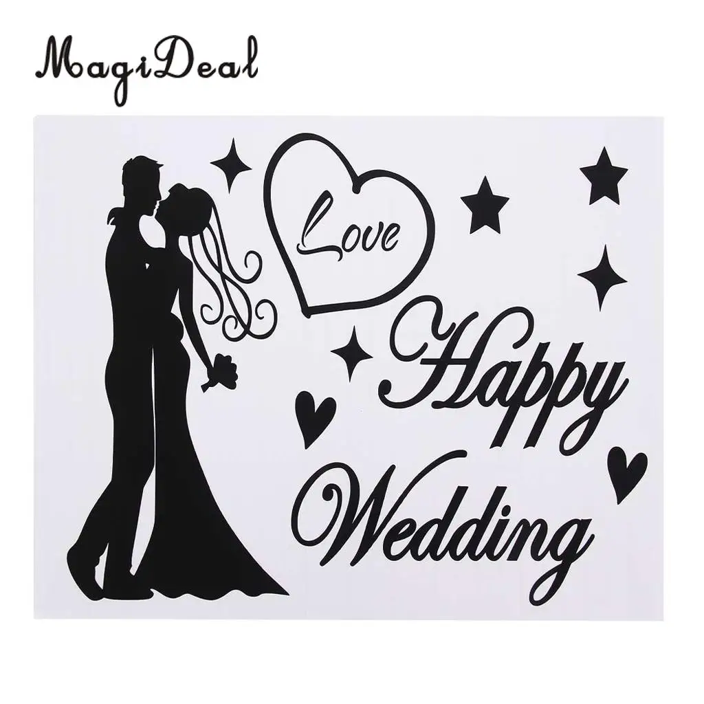 Romantic Happy Wedding Stickers Decal Jumbo Clear Bobo Balloons DIY Decorations