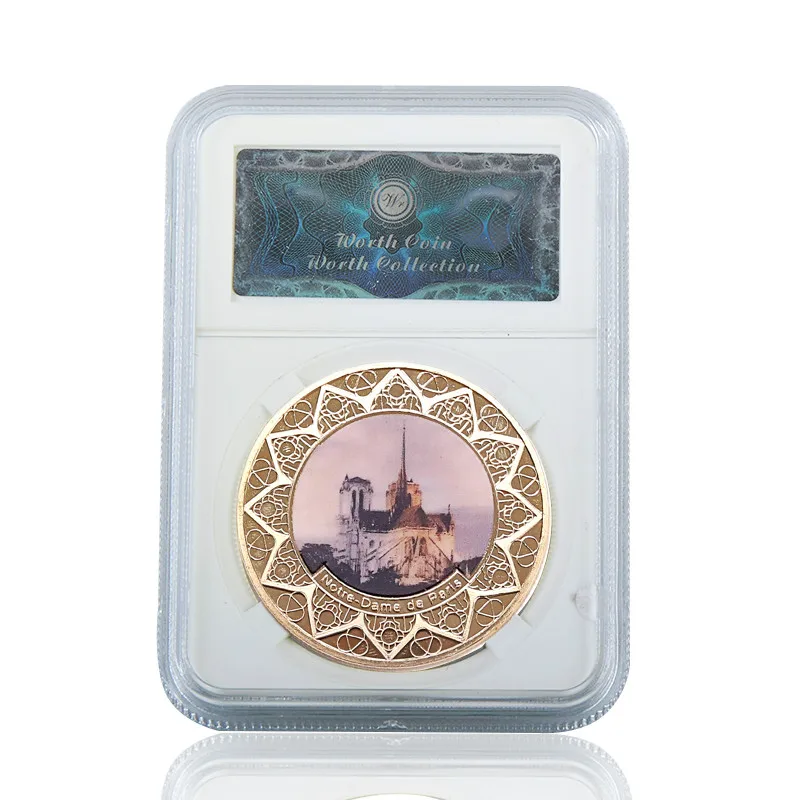 

WR AAA Quality French famous Architecture Notre Dame Gold Planted Commemorative Coin Holiday Decoration Gift For Friend