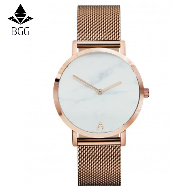 Fashion Luxury Brand Minimalist Style Marble Watch Stainless Steel leather Strap Simple Women Dress Watches Woman Quartz Clock