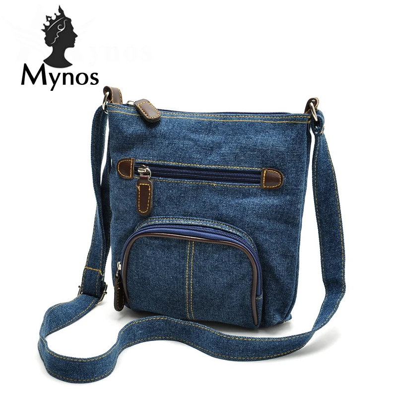 Mynos Hot Fashion Canvas Women Crossbody Bag Denim Small Stripe Pattern Messenger Bag Ladies Big ...