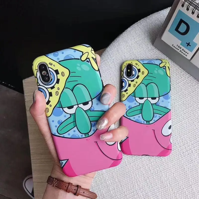 

INS super fashion simple cute phone case For iphone Xs max Xr Xs X 6 6s 7 8 plus cute cartoon Squidward silicone protector