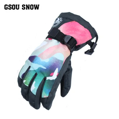 Gsou snow женские уличные теплые лыжные перчатки для верховой езды зимние водонепроницаемые теплые спортивные перчатки с пятью пальцами для женщин s m l - Цвет: Female 018