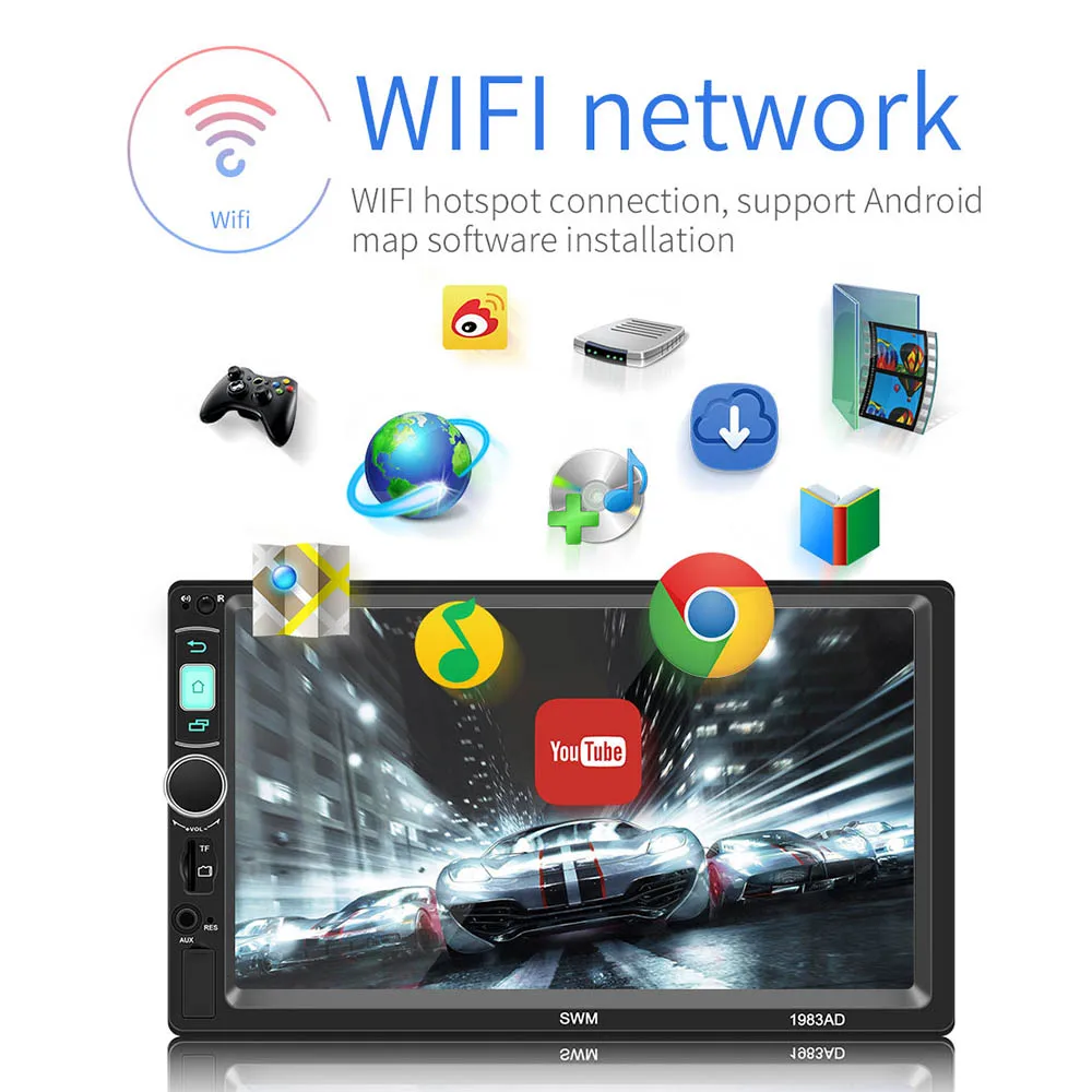

Car Radio 2Din Android/ISO Two Way Mirrorlink 7" Autoradio\GPS\FM\AM\TF Card\Wifi\Bluetooth\ Reverse Image\Stereo control Audio