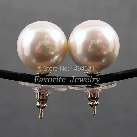

Wholesale Pearl Jewelry - AAA 12-12.5MM White Color Mother - Of - Pearl Stud Earring Set - Free Shipping