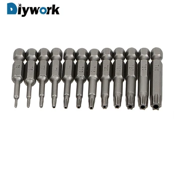 

DIYWORK Tamper Proof Bit 12Pcs /Set With Holes Plum Screwdriver Hex Angle Handle 1/4 Inches Screwdriver Drill Bit