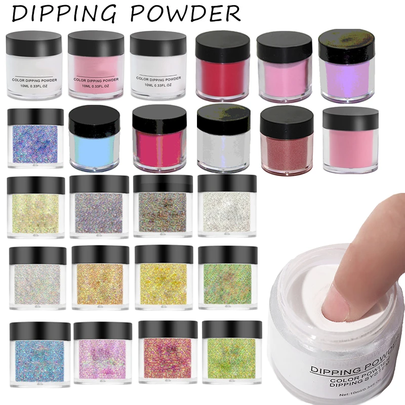 

Dipping Nail Powders 10ML Gradient French Nail Natural Color Holographic Glitter Pigment Without Lamp Cure 1pcs Nails Dip Powder