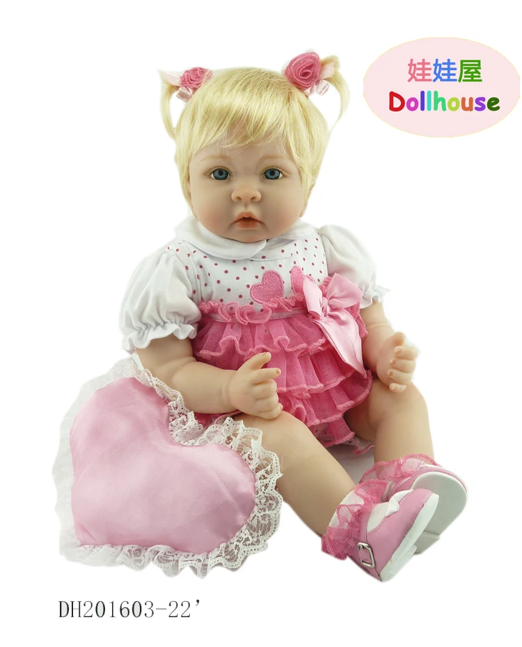 

22 inch rebirth doll 55cm soft silicone vinyl blonde love doll princess reborn bone doll kid partner gift
