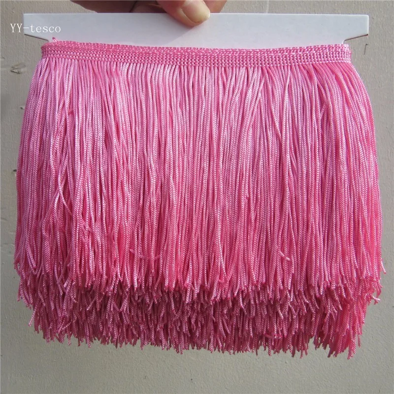 YY-tesco 10 ярдов 15 см широкая кружевная бахрома отделка кисточка бахрома отделка для DIY латинское платье сценическая одежда аксессуары кружевная лента - Цвет: Pink