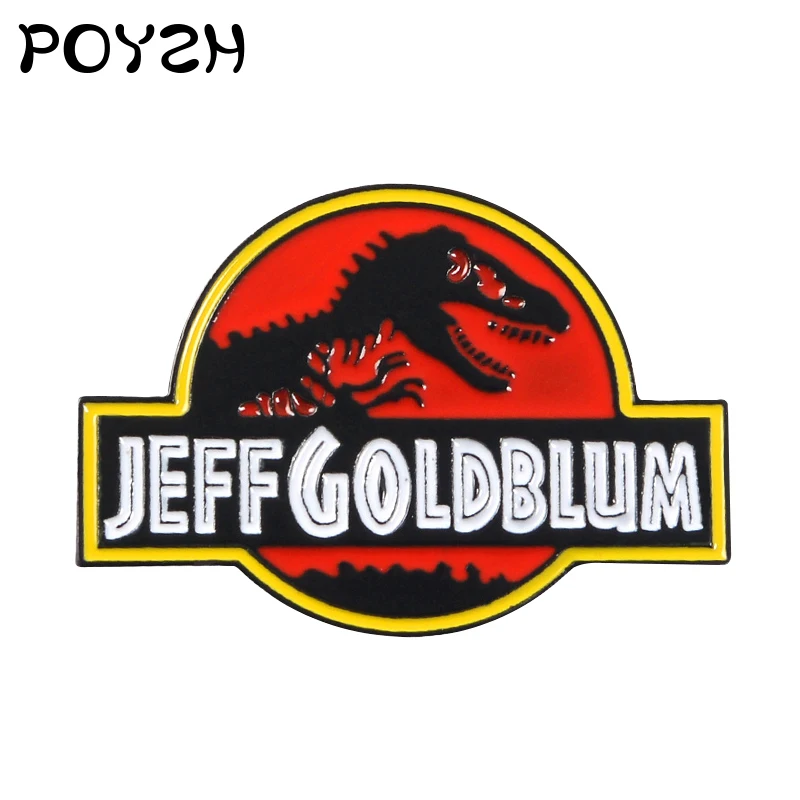 Эмалированная брошь Jeff Goldblum в стиле Парк Юрского периода круглая красная с