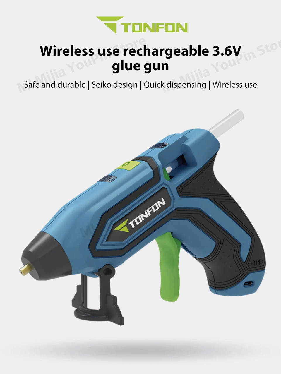 XIAOMI Tonfon Original 3.6V Cordless Hot Glue Guns USB Rechargable Melt Glue Guns Kits with 10 Glue Sticks (1)