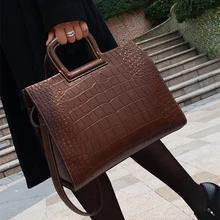 Burminsa, винтажный портфель из крокодиловой кожи для женщин, для офиса, для девушек, большая емкость, для работы, сумки, женские сумки через плечо