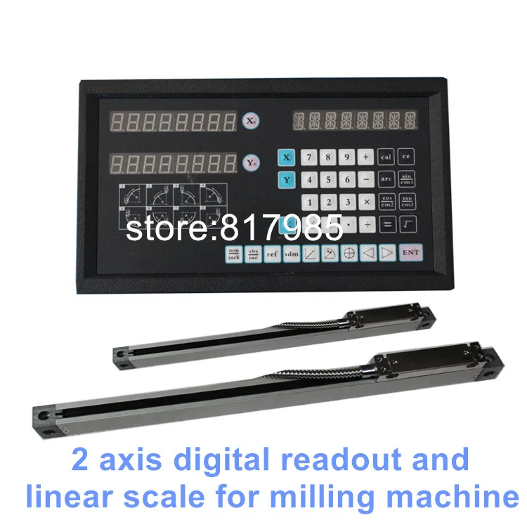 

DRO-2M Milling 2Axis DRO digital readout +2pcs (150mm to 1020mm) 0.005mm linear glass scale complete dro kits