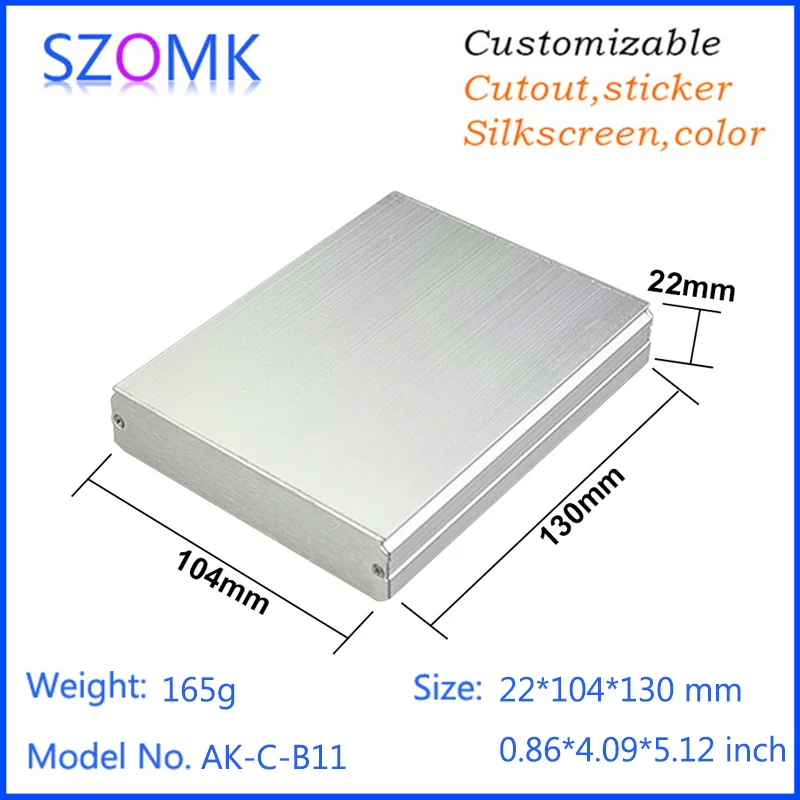 

1 piece, 22*104*130mm top sales aluminium box enclosure electronics project case pcb aluminum housing electronic outlet box