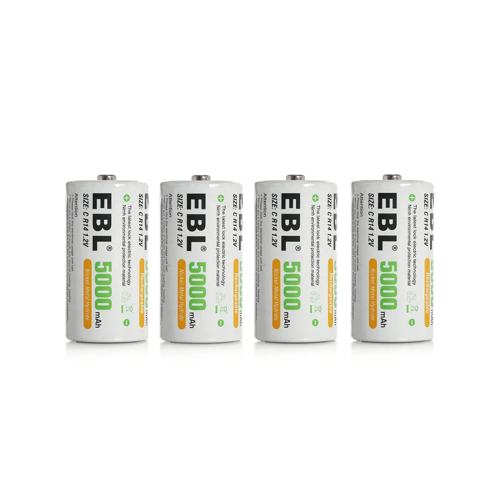 EBL 4 шт. 1 2 v 5000mAh размер C R14 Ni MH аккумуляторные батареи для фонарика игрушки камера