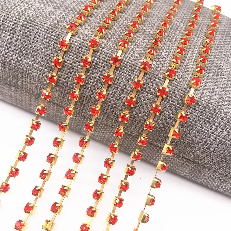 Стразы Cystal Trim 1 ряд ярд SS12(3 мм) редкая чашка цепочка с золотым/серебряным