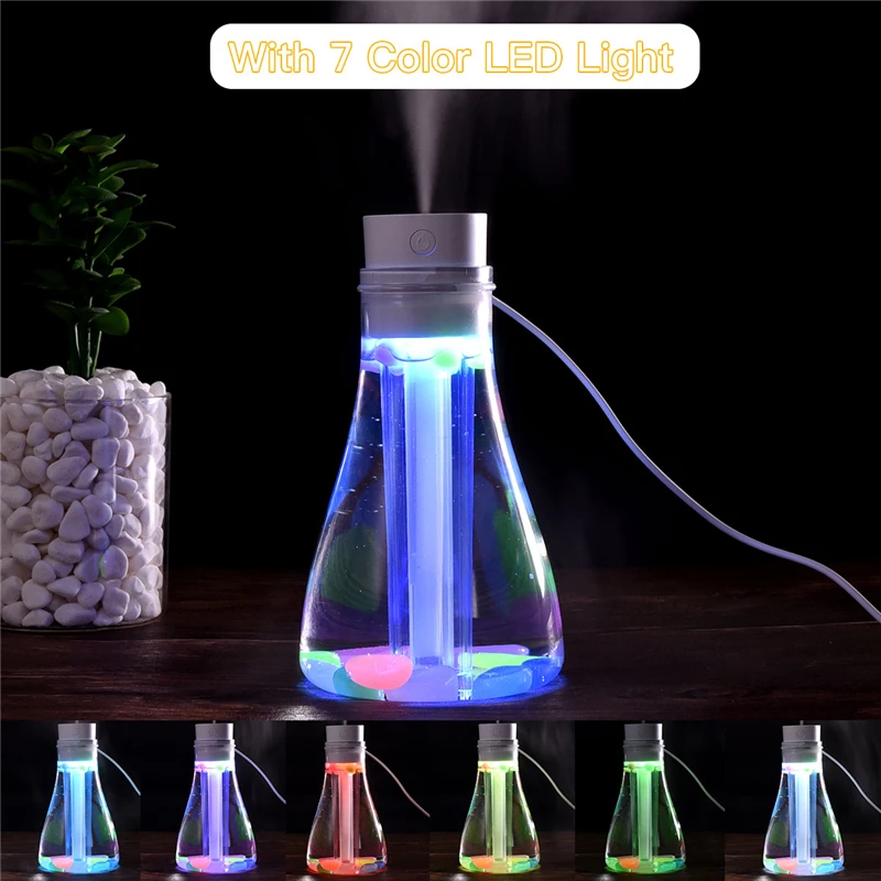 

500ML Wishing Bottle Bulb Design Air Humidifier Desktop Aroma Diffuser USB Mini Air Humidificador For Car Office Home Bedroom