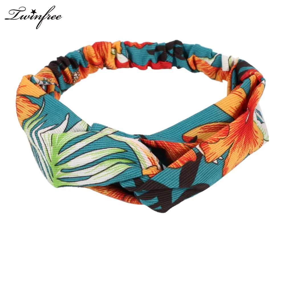 

2018 Charm Floral Women Headwear Cross Knot Cloth Flower Headdress Ornament Pattern Elastic Bandana Hair accessories Hot Sale